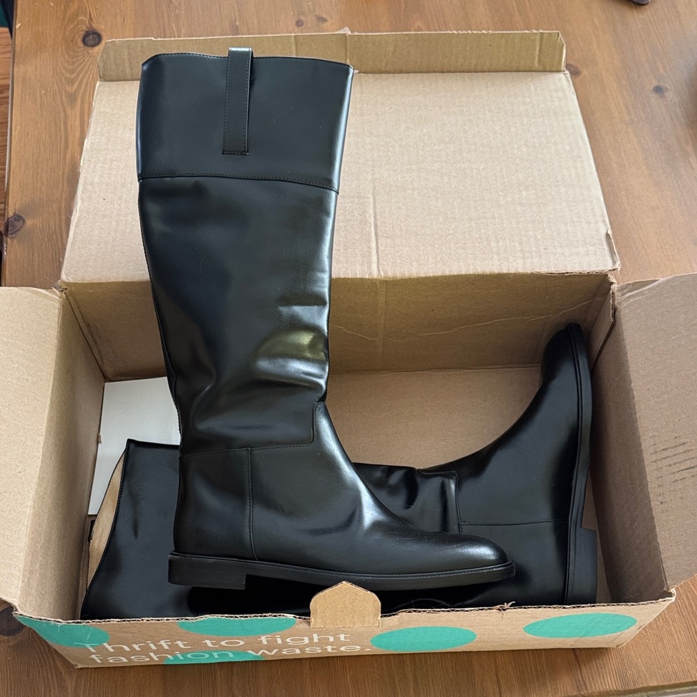 Michael Kors Black Knee-High Leather Boots
